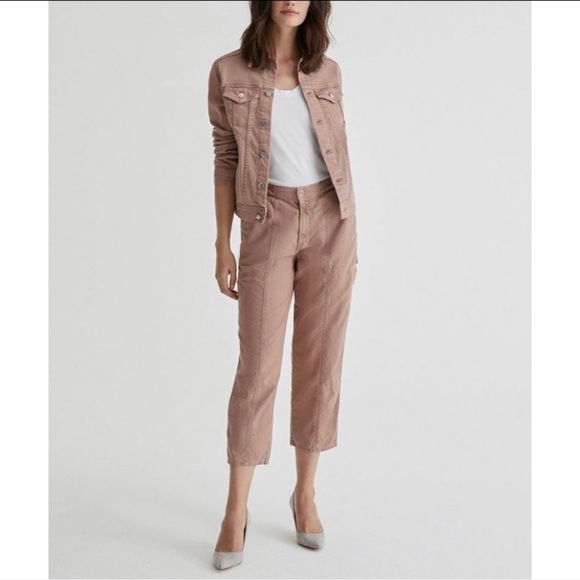 $245 AG The Noten Women's 29 Linen-Blend Carpenter High-Rise Straight Crop New - Picture 1 of 9